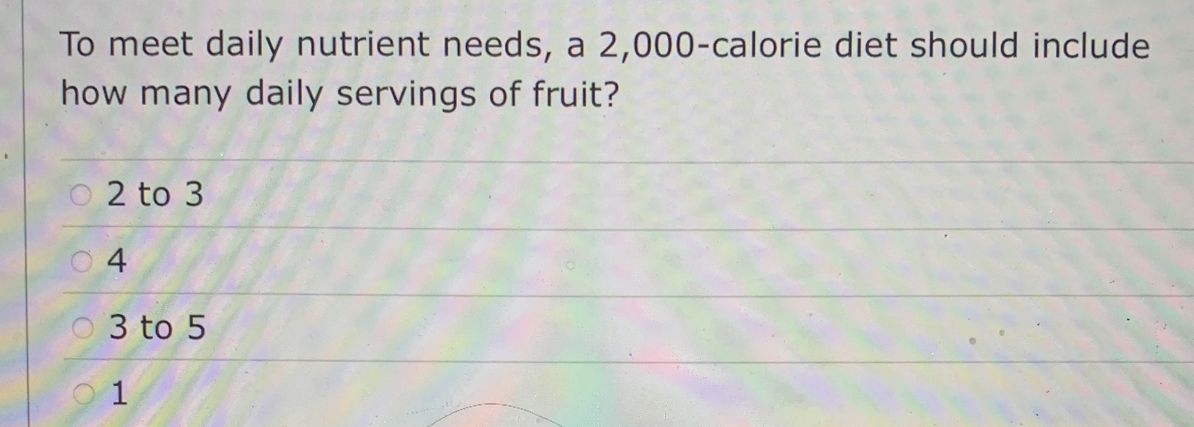 Solved To meet daily nutrient needs, a 2,000calorie diet