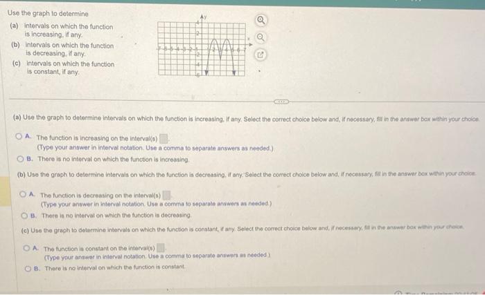 Solved Use the graph to determine (a) intervals on which the | Chegg.com