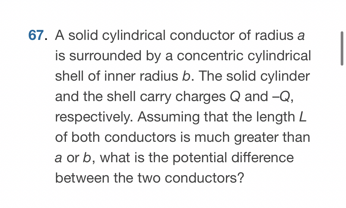 Solved A solid cylindrical conductor of radius a is | Chegg.com