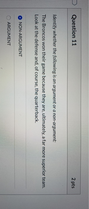 Solved Question 11 2 pts Identify whether the following is | Chegg.com