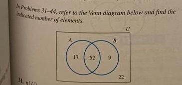 Solved In Problems 31 -44, refer to the Venn diagram below | Chegg.com