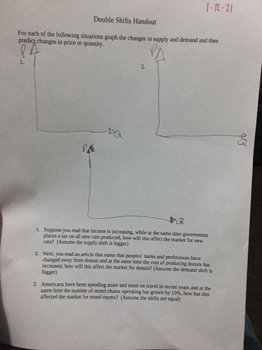 Solved 1-12-21 Double Shifts Handout For each of the | Chegg.com