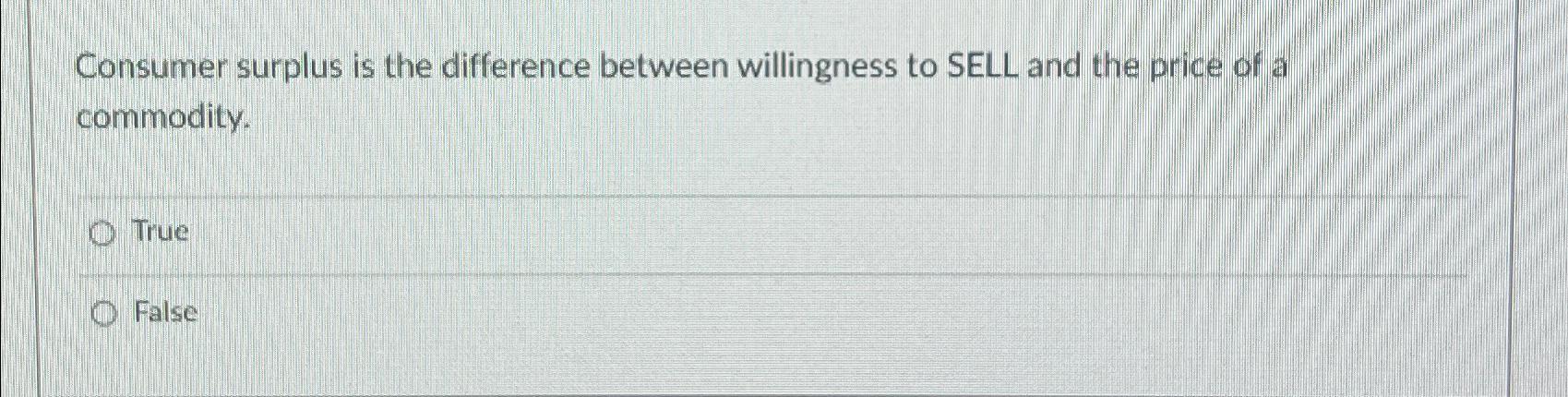Solved Consumer surplus is the difference between | Chegg.com