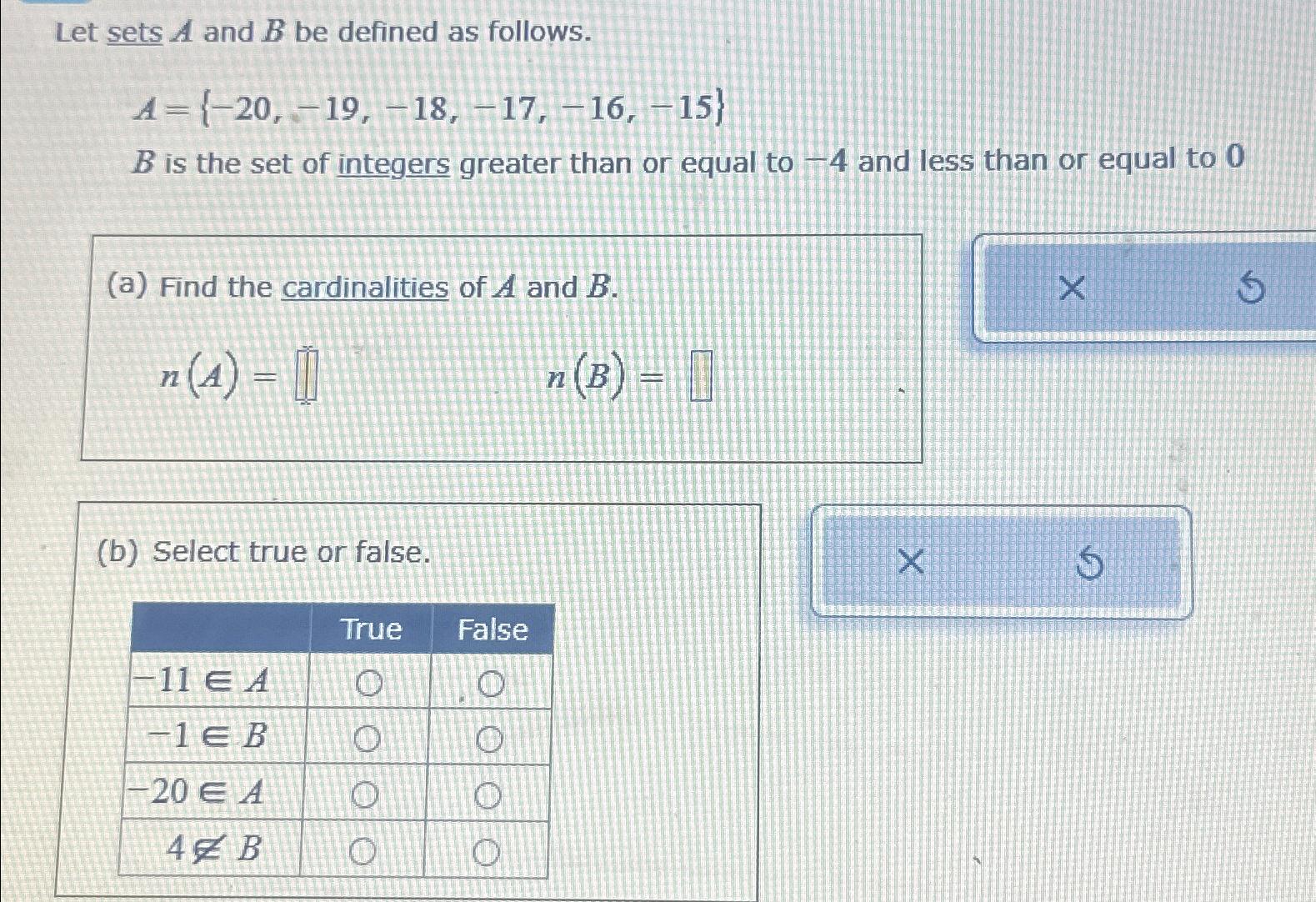 Solved Let sets A and B ﻿be defined as | Chegg.com