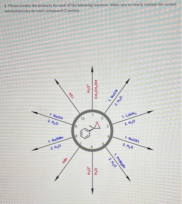 Solved Please Predict The Products For Each Of The Chegg Com