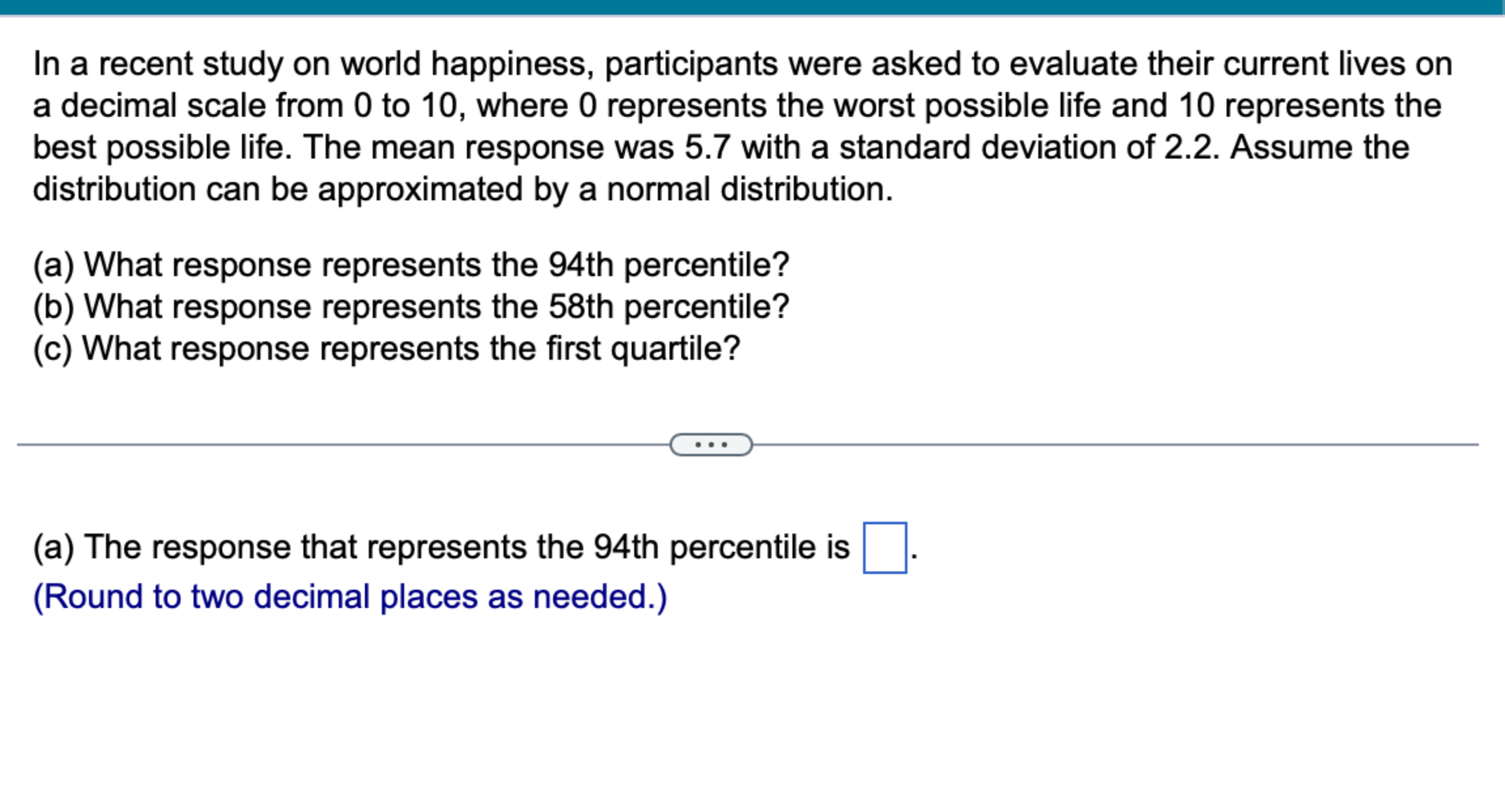 Solved Question Content Area TopPart 1In A Recent Study On | Chegg.com