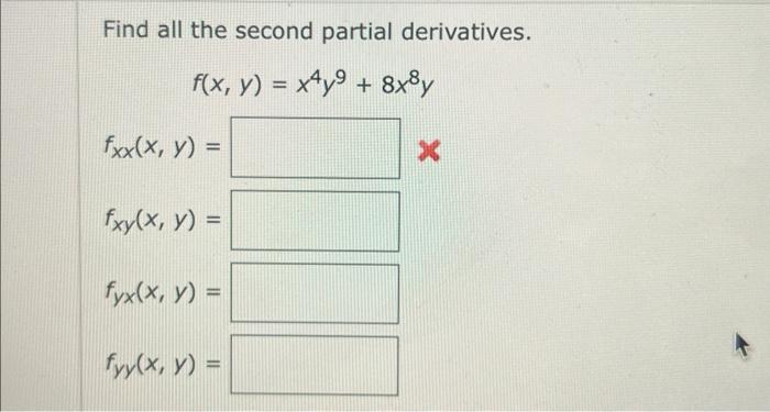 Solved Find All The Second Partial Derivatives