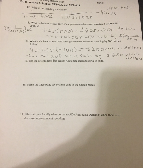 Solved ANSWER ONLY Name: (12-14) Scenario 2: Suppose | Chegg.com