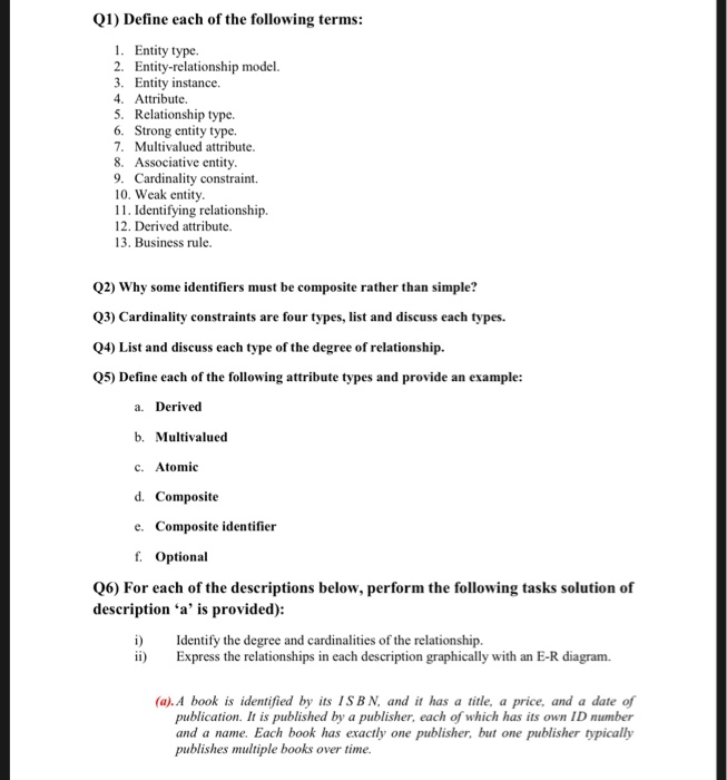 (Solved) : Q1 Define Following Terms 1 Entity Type 2 Entity