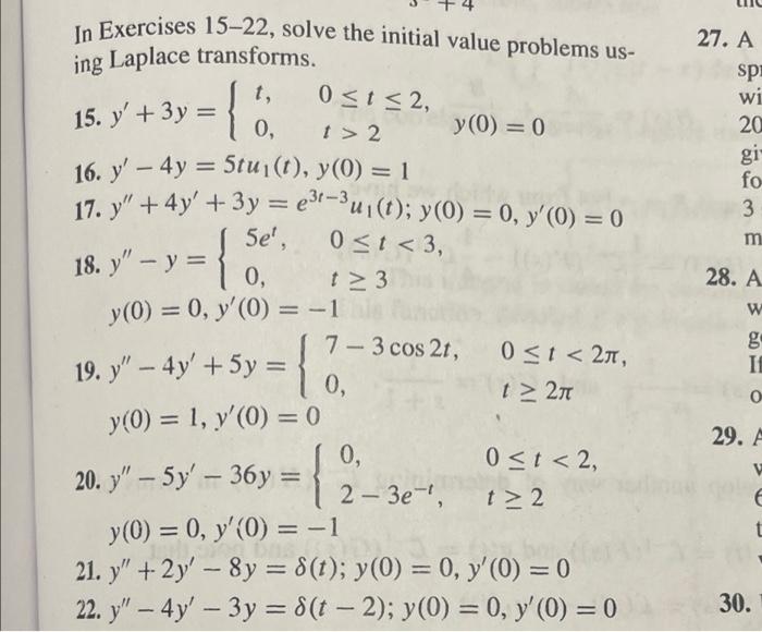 Solved 0 2 y(0) = 0 16. y' – 4y = Stu10), y(0) = 1 17. y" + | Chegg.com