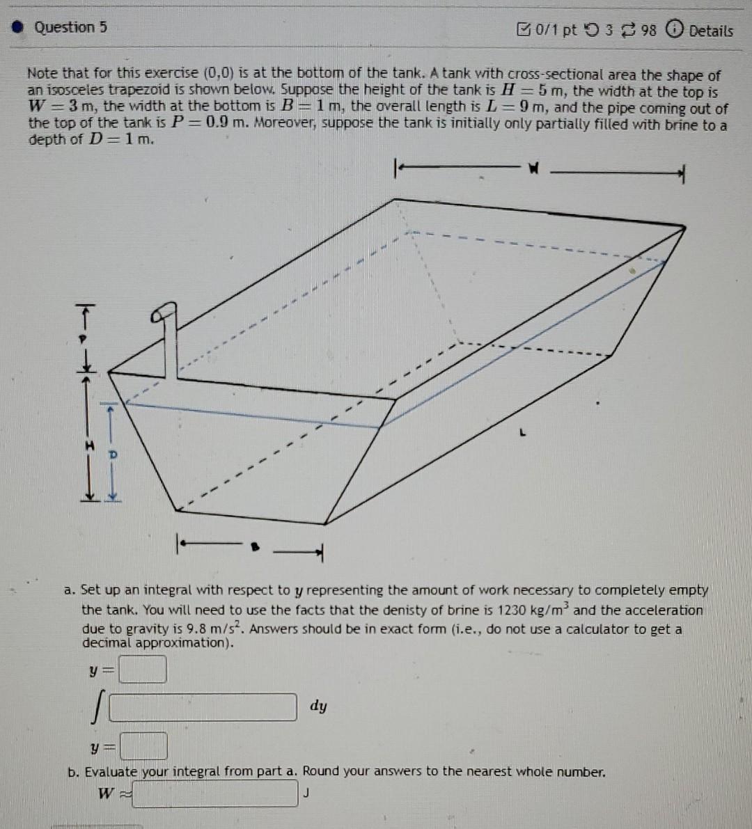 Note that for this exercise \( (0,0) \) is at the bottom of the tank. A tank with cross-sectional area the shape of an isosce