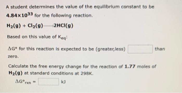 Solved A Student Determines The Value Of The Equilibrium | Chegg.com