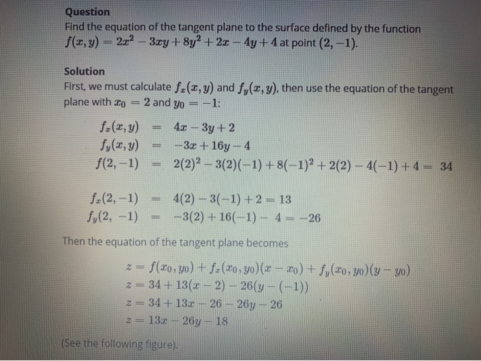 Solved Find The Equation For The Tangent Plane To The Sur Chegg Com