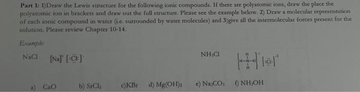 Solved Part 1: 1) Draw the Lewis structure for the following | Chegg.com