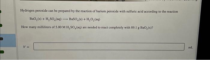 Hydrogen peroxide can be prepared by the reaction of | Chegg.com