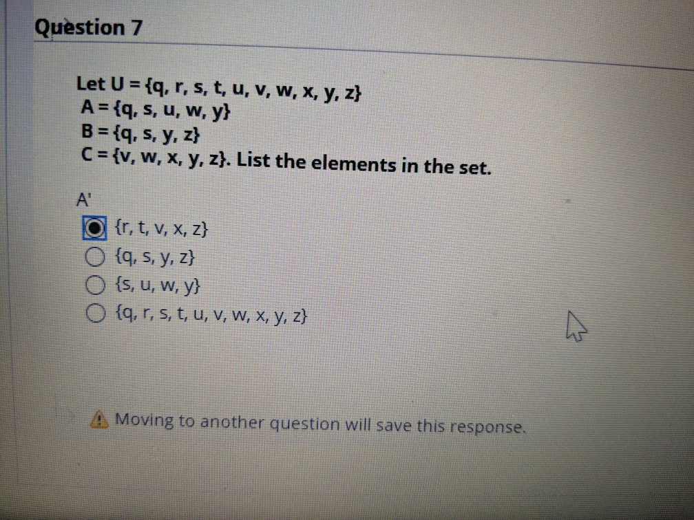 Solved Question 7 Let U Q R S T U V W X Y Z Chegg Com