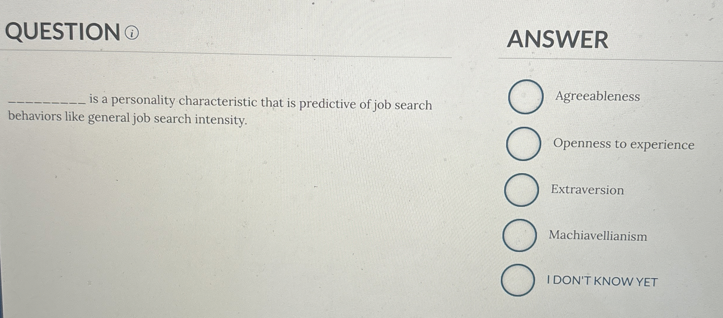 Solved QUESTIONis a personality characteristic that is | Chegg.com