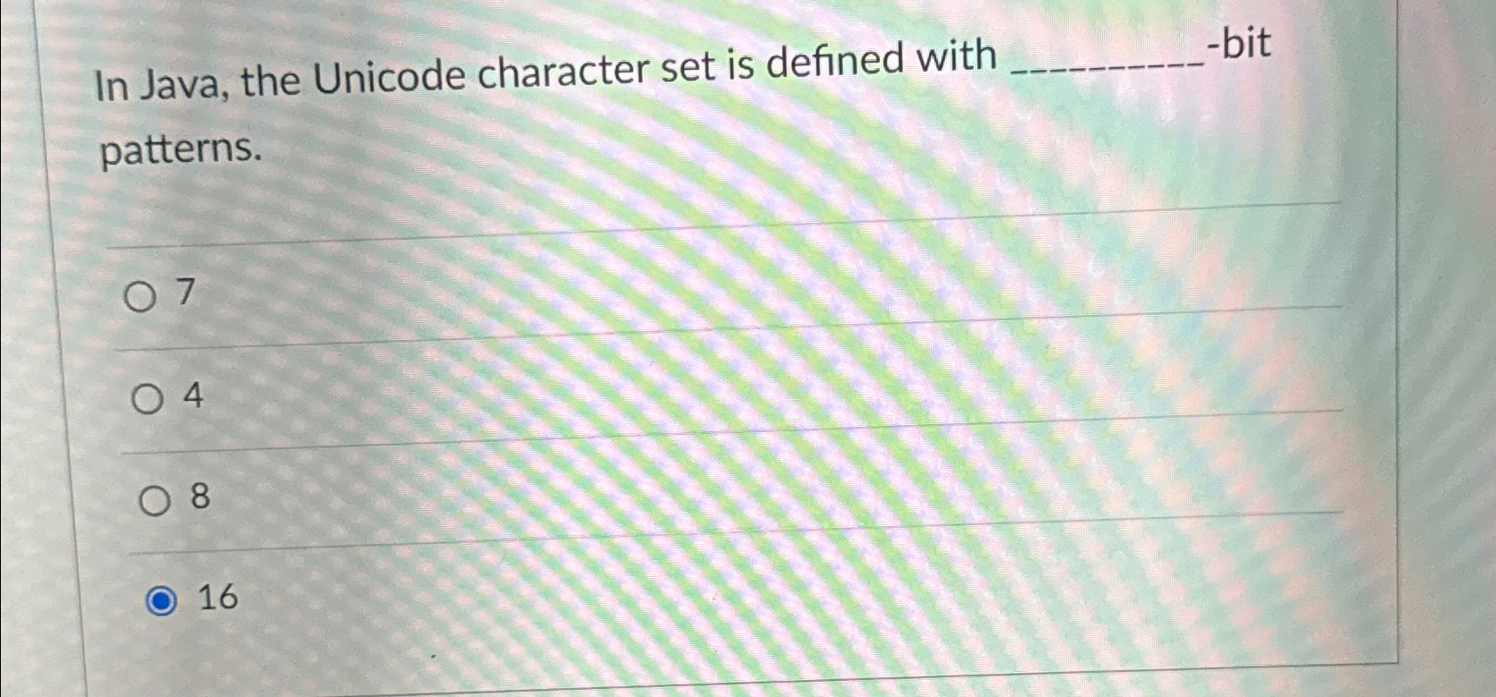 Solved In Java, the Unicode character set is defined | Chegg.com