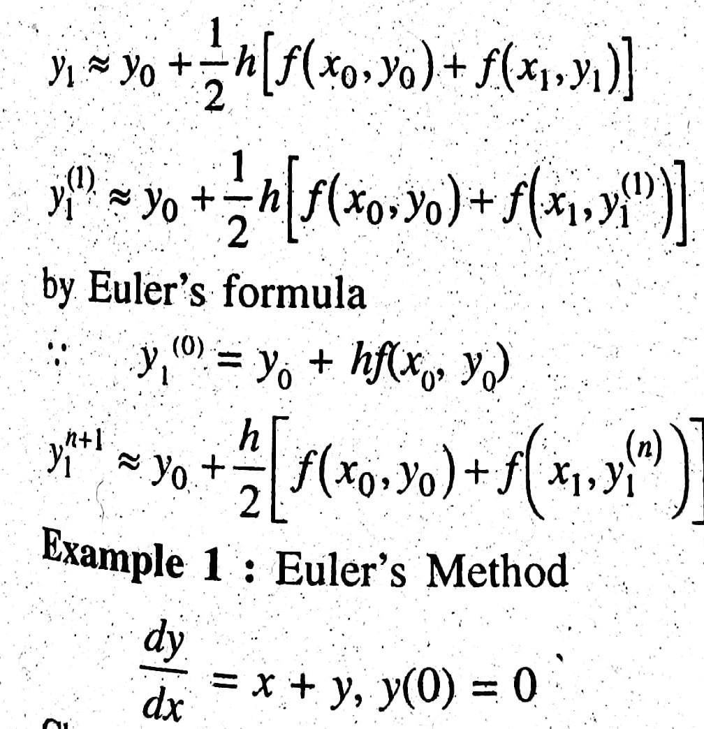 - : Yo » ***o.xs)+*) * x [+) n{ $(to-yo)+ f(x1,29 y Yo 2 by Eulers formula y, C) = y; + hf(x, y) , ynt! (0 1 ** * xo + [r