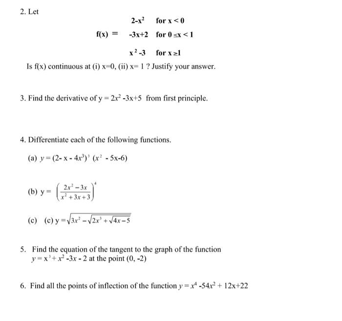 Solved 2 Let Fx2−x2−3x2x2−3 For X 0196