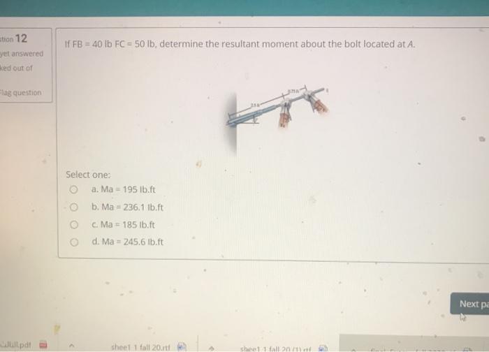 Solved If FB = 40 lb FC = 50 lb, determine the resultant | Chegg.com