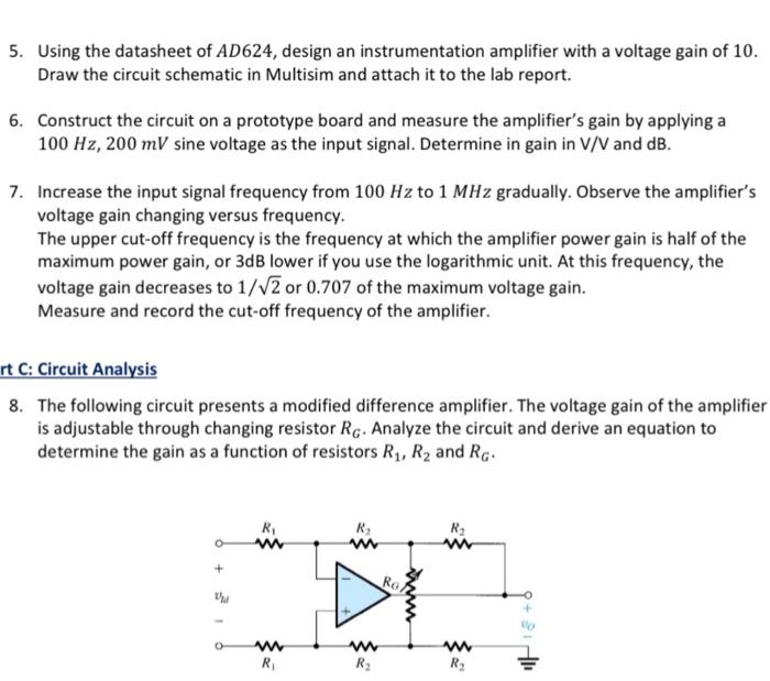 Part A Op Amp Instrumentation Amplifier Design and Circuit Diagram