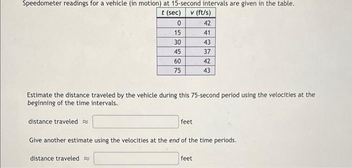 Solved Speedometer readings for a vehicle (in motion) at | Chegg.com