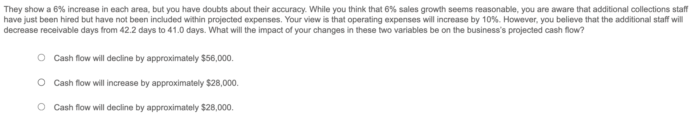 Solved They show a 6\% ﻿increase in each area, but you have | Chegg.com