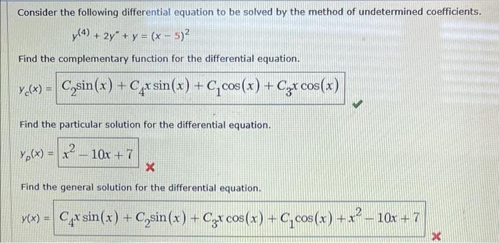 Solved y(4)+2y′′+y=(x−5)2 Find the complementary function | Chegg.com