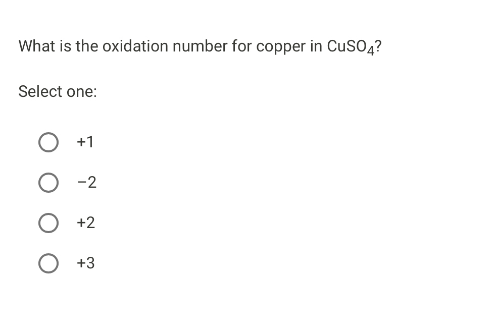 Solved What is the oxidation number for copper in | Chegg.com