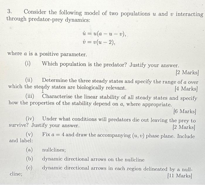 Solved 3. Consider The Following Model Of Two Populations U | Chegg.com