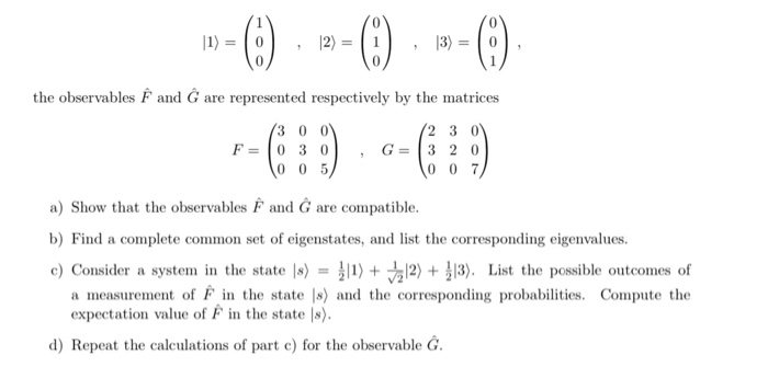 Solved 1 0 2 3 1 The Observables E And ĝ Are R Chegg Com