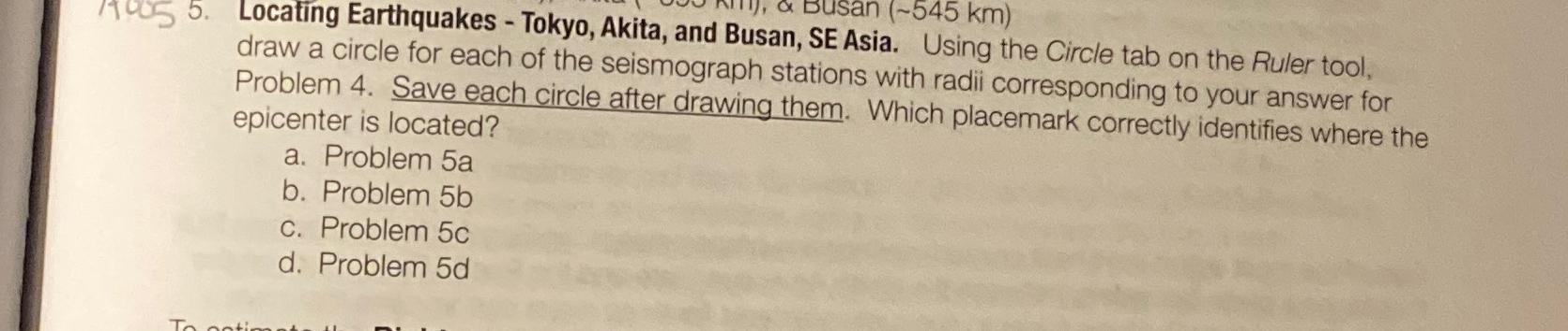 Solved Locating Earthquakes - ﻿Tokyo, Akita, and Busan, SE | Chegg.com