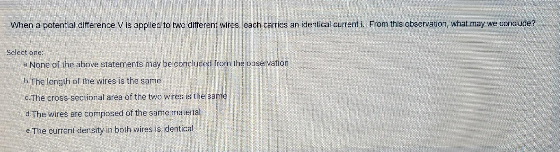 Solved When a potential difference V is applied to two | Chegg.com