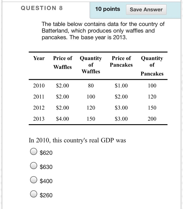 Solved QUESTION 8 10 points Save Answer The table below | Chegg.com
