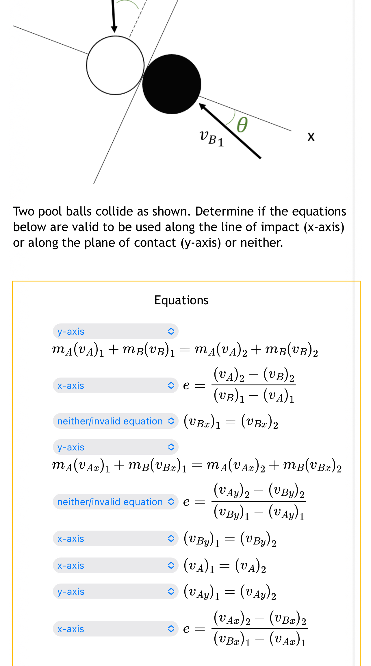 Two pool balls collide as shown. Determine if the | Chegg.com