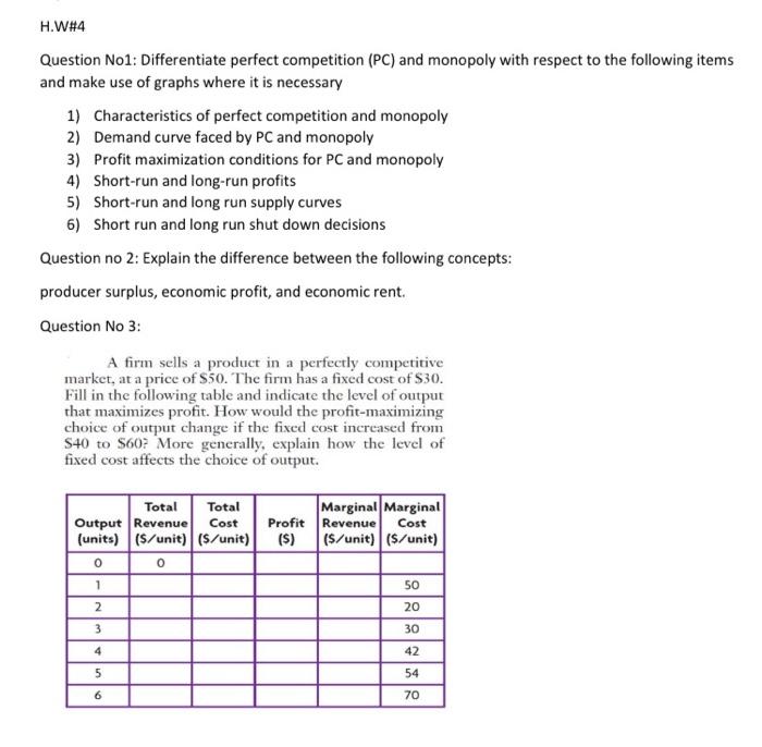 Solved Question No1: Differentiate perfect competition (PC) | Chegg.com