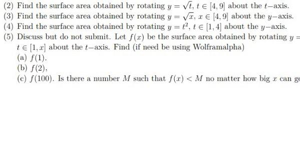 Solved (2) Find the surface area obtained by rotating | Chegg.com