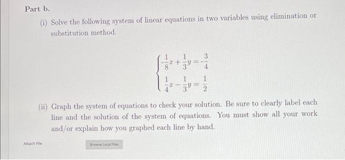 Solved Part B. (i) Solve The Following System Of Linear | Chegg.com