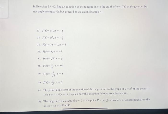 Solved In Exercises 33-40, find an equation of the tangent | Chegg.com