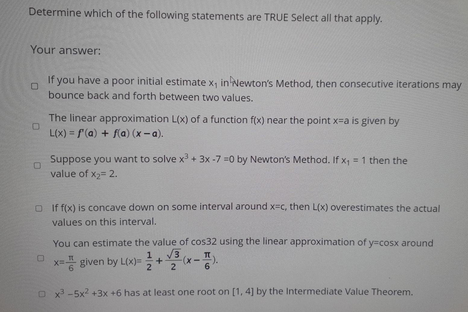 Solved Determine which of the following statements are TRUE | Chegg.com