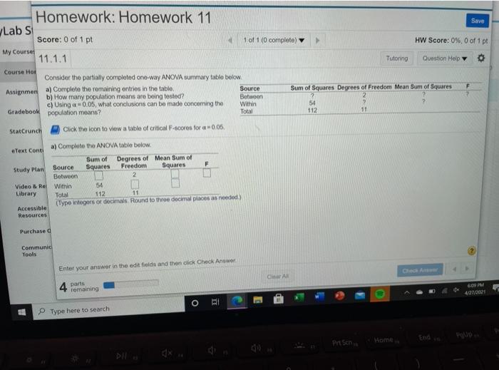 Solved 11 Homework: Homework 11 Save Labs Score: 0 of 1 pt 1 | Chegg.com