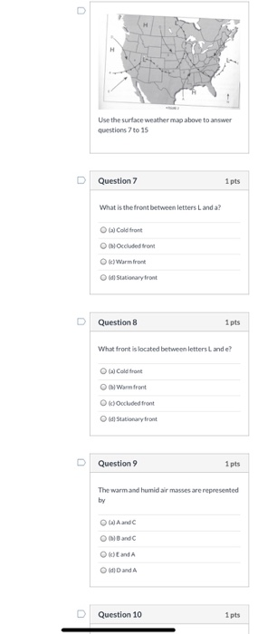 Use the surface weathermae above to answer questions | Chegg.com