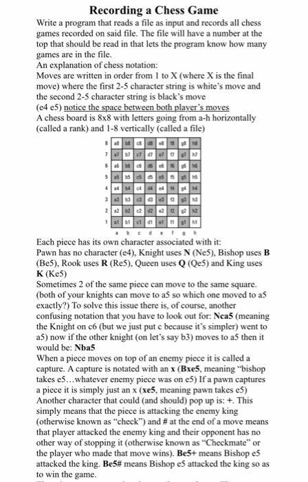 Solved The Programming Language is C++. Its not a chess game | Chegg.com