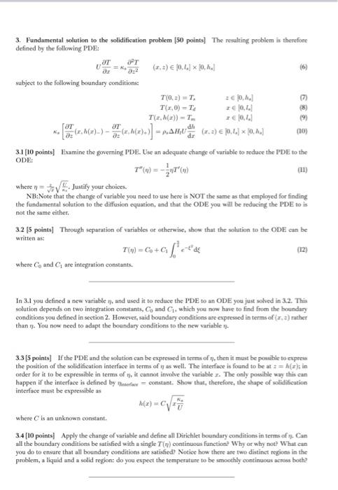 3. Fundamental solution to the solidification problem | Chegg.com