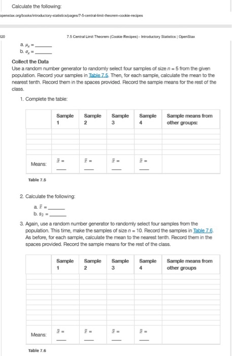 Solved Central Limit Theorem (Cookie Recipes) Class Time: | Chegg.com