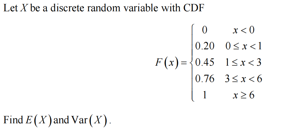 Solved Let X be a discrete random variable with CDF | Chegg.com