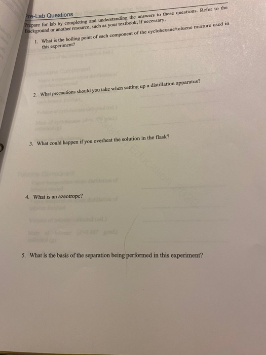 Solved Pre-Lab Questions Prepare for lab by completing and | Chegg.com