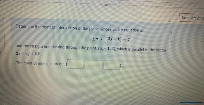 Solved Determine the point of intersection of the plane, | Chegg.com