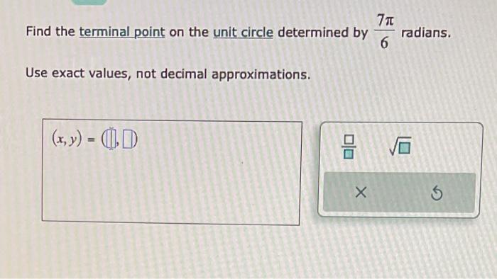 Solved Find the terminal point on the unit circle determined | Chegg.com